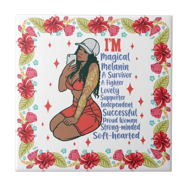 Inspirational Positive Words Affirmation Sista Bla Tile (Front)