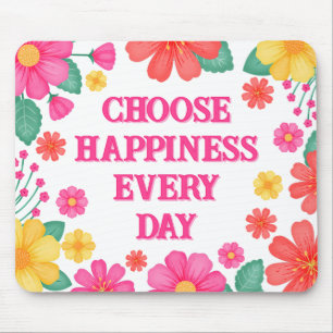 Inspirational Positivity Customisable Floral Mouse Mat