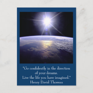 Inspirational postcard. Quote: Henry David Thoreau Postcard