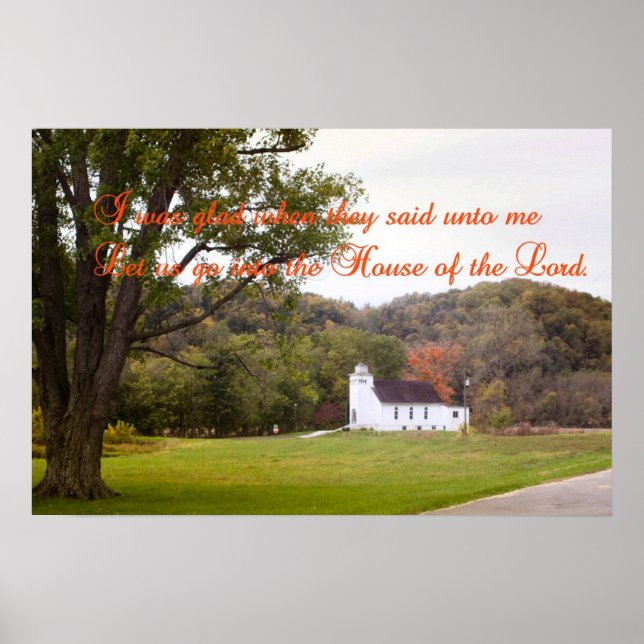 INSPIRATIONAL POSTER SHOWING A LITTLE WHITE CHURCH (Front)