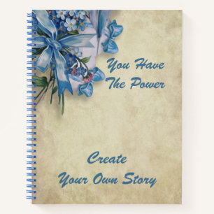 Inspirational Power Quote Elegant Blue Floral Notebook