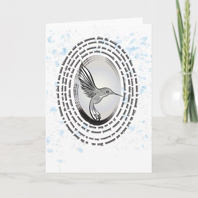 Inspirational prayer hummingbird drawing card (Front)