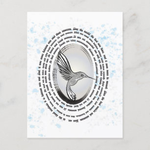 Inspirational prayer hummingbird drawing postcard