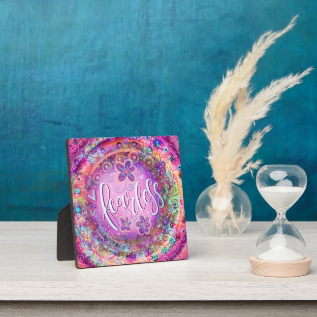 Inspirational Pretty Floral Purple Fearless Boho Plaque (Insitu)