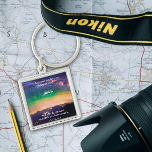 Inspirational Psalm 19:1 Galaxy Sky Custom Name Key Ring