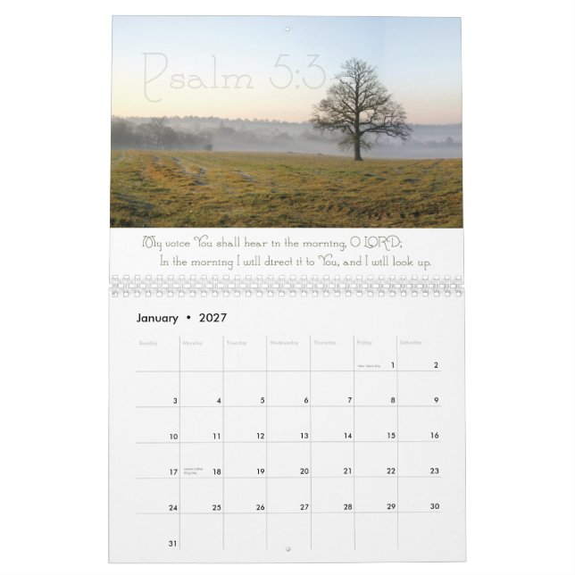 Inspirational Psalms scripture calendar 2011 (Jan 2027)