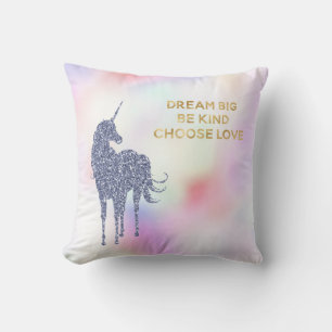 Inspirational Purple Glitter Unicorn    Cushion