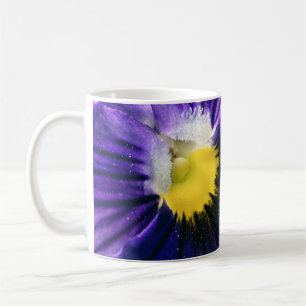 Inspirational purple pansy macro photograph modern coffee mug
