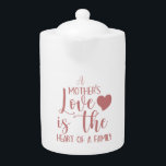 Inspirational Quote A Mother's Love Pink<br><div class="desc">Great gift idea for Mother.  Beautiful quote in decorative script: "A Mother's Love is the Heart of a Family".</div>