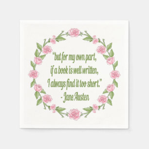 Inspirational Quote About Books by Jane Austen Napkin