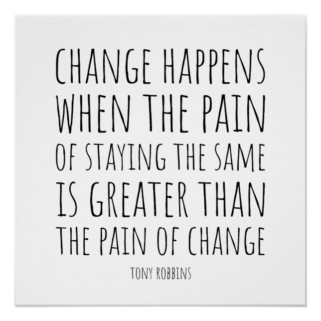 Inspirational Quote About Change and Pain Poster (Front)