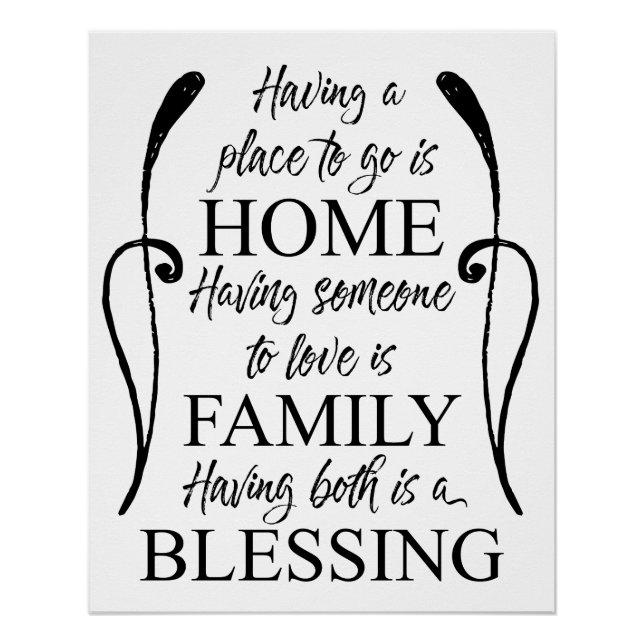 Inspirational Quote about Home - Family - Blessing Poster (Front)