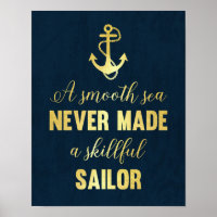 Inspirational quote Anchor print gold foil art