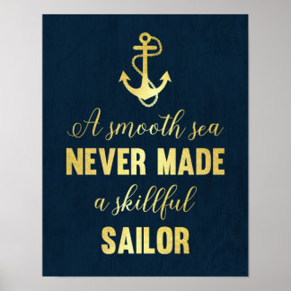 Inspirational quote Anchor print gold foil art
