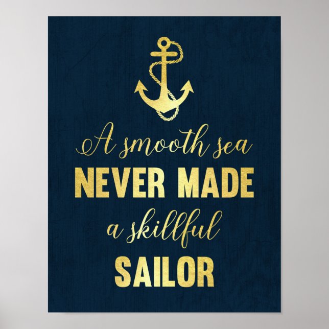 Inspirational quote Anchor print gold foil art (Front)