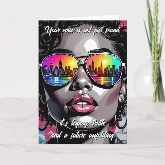 Inspirational Quote and City Woman Card (Front)