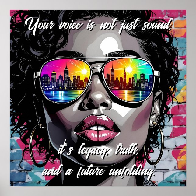 Inspirational Quote and City Woman Poster (Front)