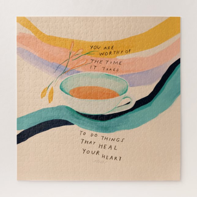 Inspirational Quote and Cup of Tea Art Jigsaw Puzzle (Vertical)