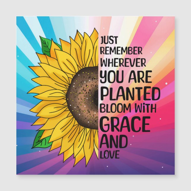 Inspirational Quote and Hand Drawn Sunflower (Front)