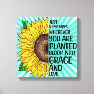 Inspirational Quote and Hand Drawn Sunflower Canvas Print