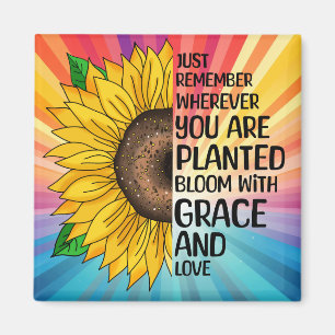 Inspirational Quote and Hand Drawn Sunflower Magnet