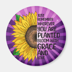 Inspirational Quote and Hand Drawn Sunflower Magnet