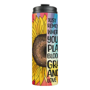 Inspirational Quote and Hand Drawn Sunflower Thermal Tumbler