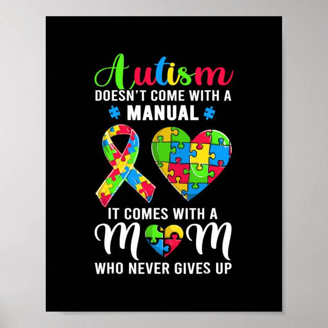 Inspirational Quote Autism Mom Autism Awareness Poster (Front)