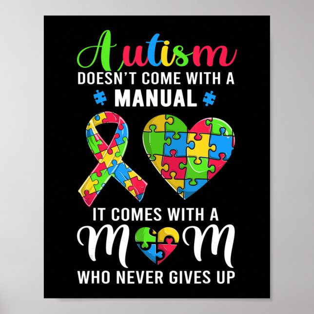Inspirational Quote Autism Mum Shirt Autism Awaren Poster (Front)