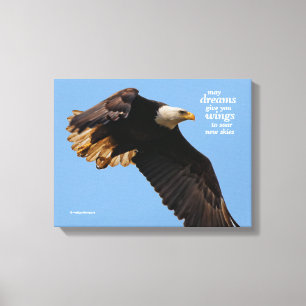 Inspirational Quote Bald Eagle in Flight Canvas Print