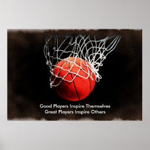 Inspirational Quote Basketball Inspire Team Poster