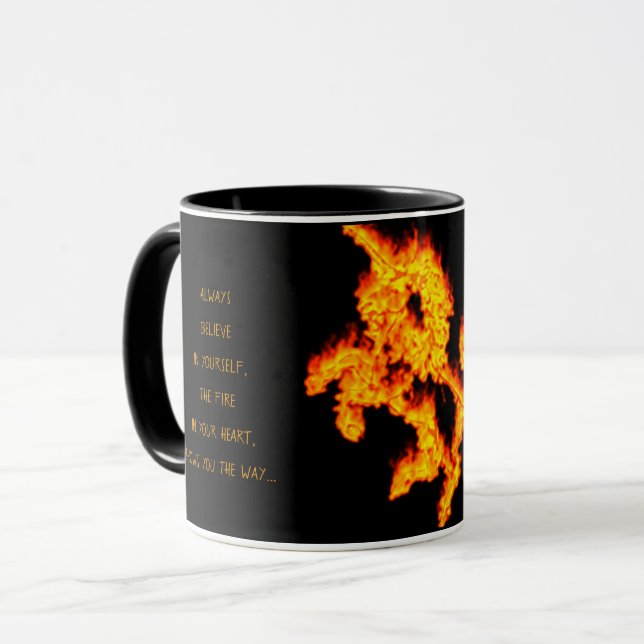 Inspirational Quote Believe Fire Unicorn Flames Mug (Front Left)