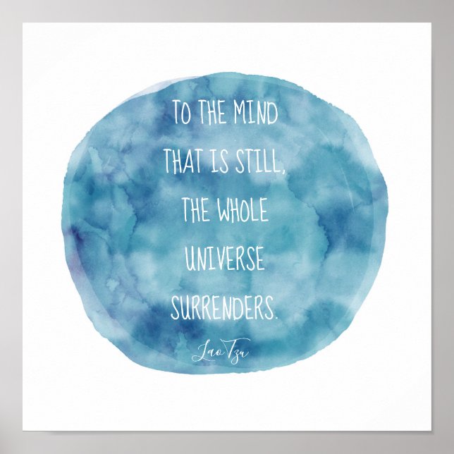 inspirational quote by Lao Tzu on blue watercolor Poster (Front)