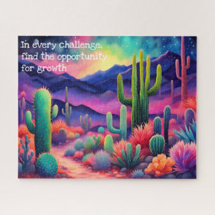 inspirational quote,colourful cactus landscape  jigsaw puzzle