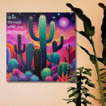 inspirational quote,colourful cactus landscape 
