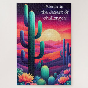 inspirational quote,colourful cactus landscape  jigsaw puzzle