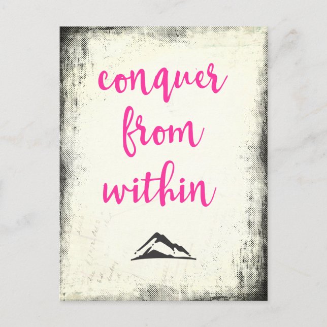 Inspirational Quote Conquer from Within Typography Postcard (Front)