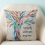 Inspirational Quote Cushion<br><div class="desc">This decorative throw pillow features a rainbow-coloured mosaic tree and an inspiring quote.
Easily customisable with your own words.
Original Mosaic © Michele Davies.</div>