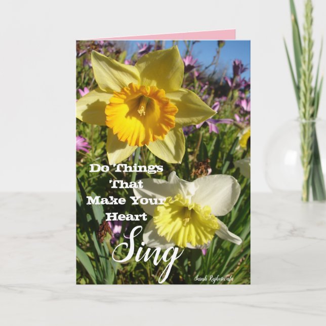 Inspirational Quote Daffodil Floral Flower Card (Front)