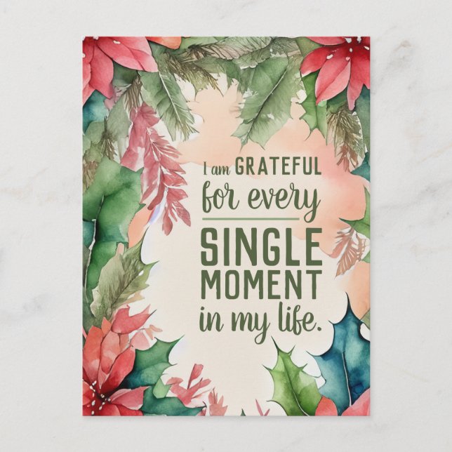 Inspirational Quote Family Christmas Gratitude Postcard (Front)