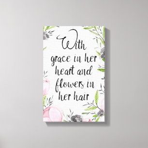 Inspirational quote floral canvas print