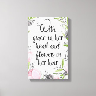 Inspirational quote floral canvas print
