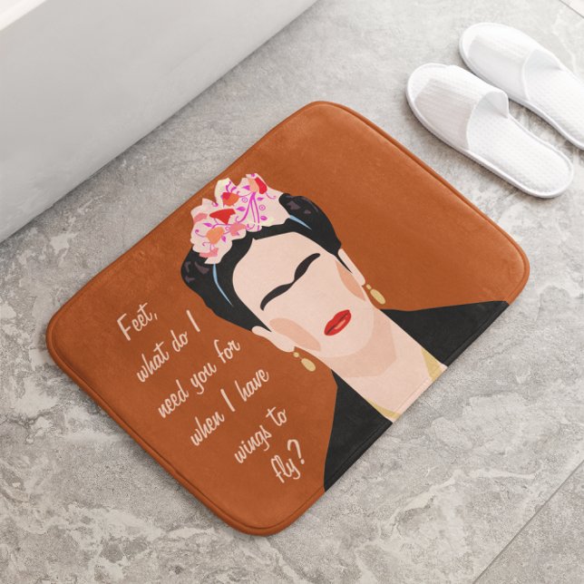 Inspirational Quote Frida Kahlo Illustration Women Bath Mat (Creator Uploaded)