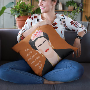 Inspirational Quote Frida Kahlo Illustration Women Cushion