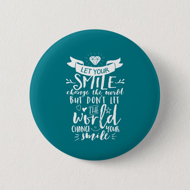 Inspirational Quote Happy Smile Change The World 6 Cm Round Badge (Front)