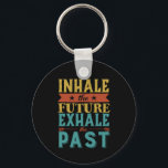 Inspirational Quote Inhale Future Exhale Past Key Ring<br><div class="desc">Inspirational motivation quote to keep you inspired and motivate others around you.

Beautiful saying about letting go of the past failures and bad experiences to embrace the future and all the possibilities. Breath. Inhale the future. Exhale the past.

Background colour can be customised to your desired colour.</div>