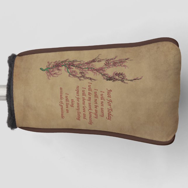 Inspirational Quote Just For Today    Golf Head Cover (Front)