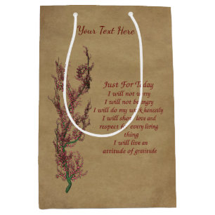 Inspirational Quote Just For Today Personalised Medium Gift Bag