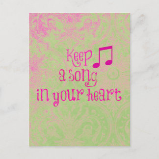Inspirational Quote: Keep a Song in your Heart Postcard