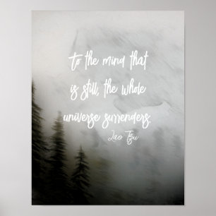 inspirational quote Lao Tzu text on misty pines Poster